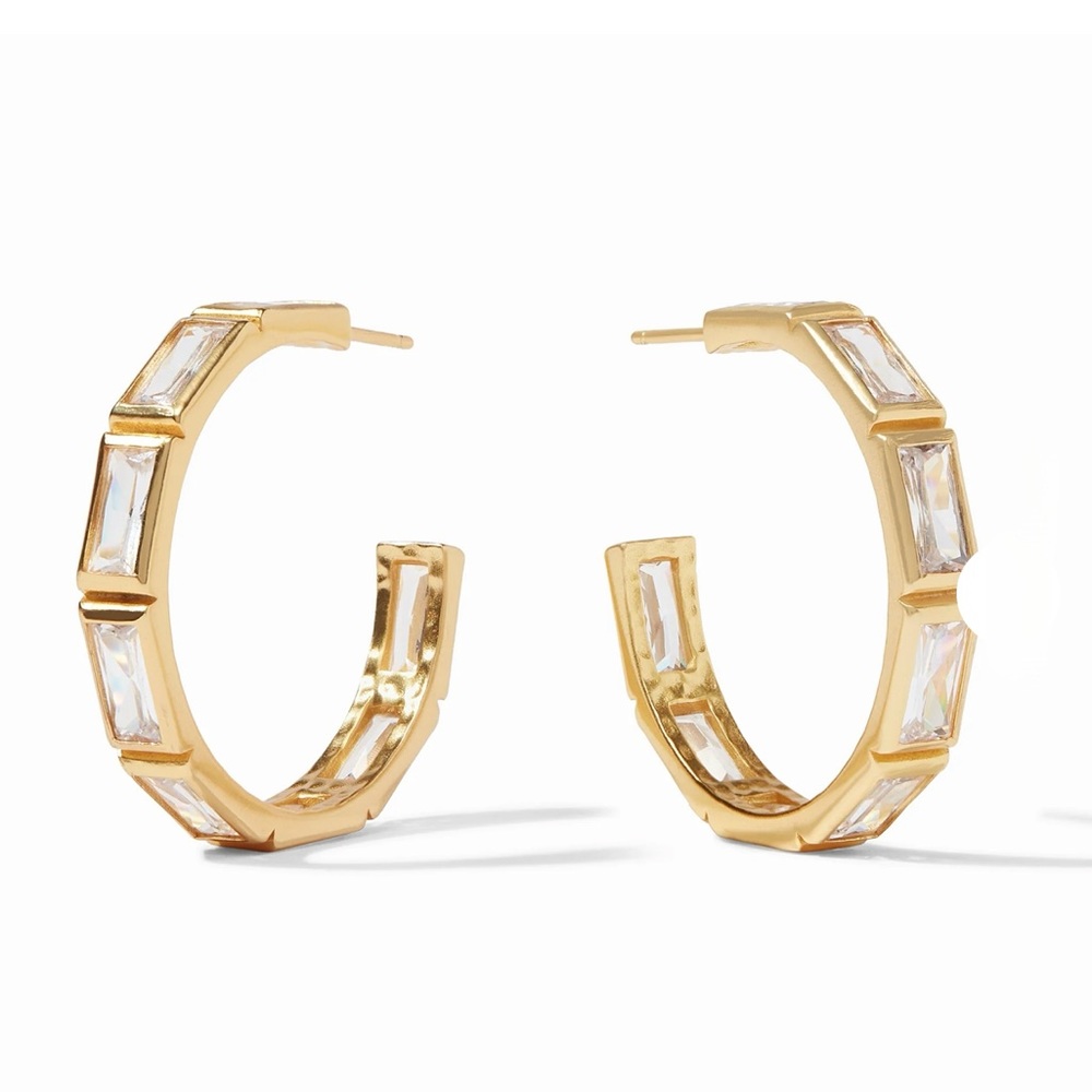 $165 JULIE VOS | ANTONIA LARGE HOOP EARRINGS WITH CZ CRYSTALS IN GOLD